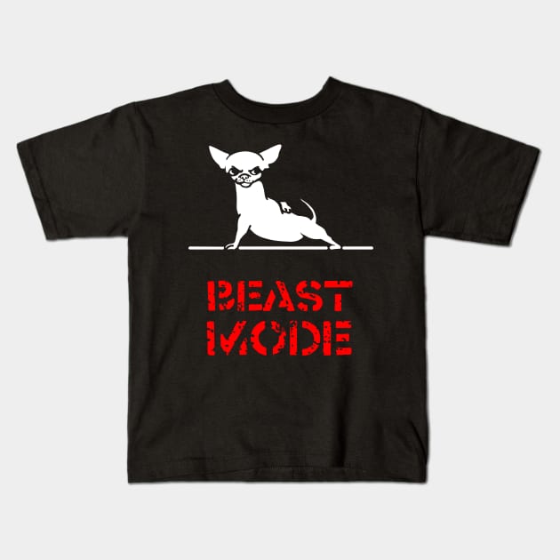 Beast Mode Chihuahua Kids T-Shirt by huebucket